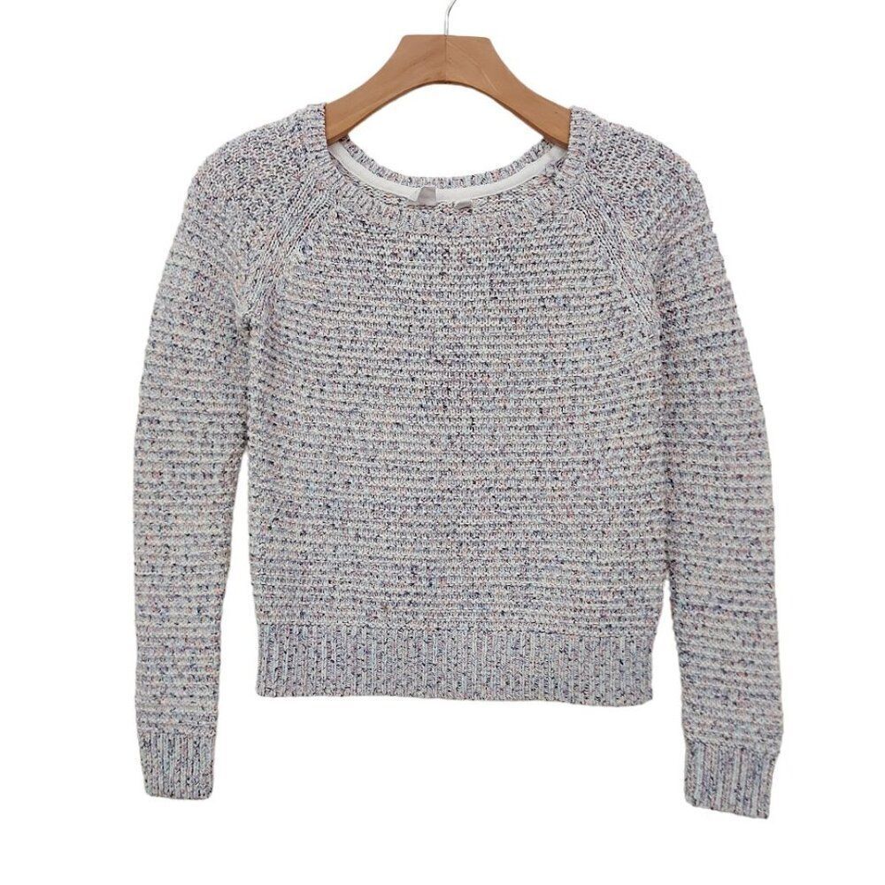 Gap Kids Pullover Sweater Girls Medium Gray Knitted Raglan Sleeve Cotton Blend